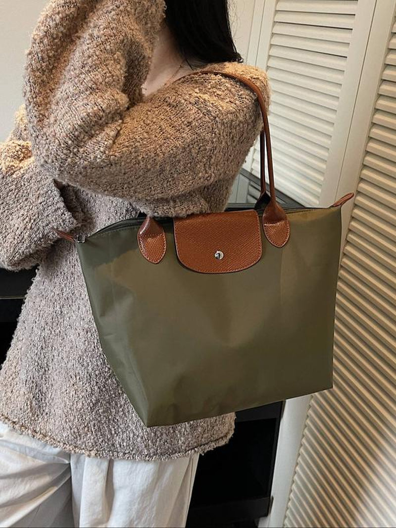 Women'S Foldable Handbag, Waterproof Nylon Top Handle Design, Perfect for Work School Travel Casual Shopping, Durable Fashion Accessory