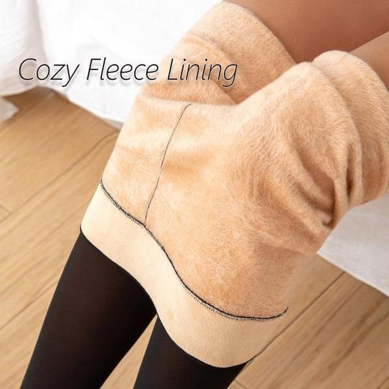 Legging Warm Winter Women'S Fleece Lined Tights Sheer Fake Translucent Thermal High Waist Pantyhose Tights Leggings