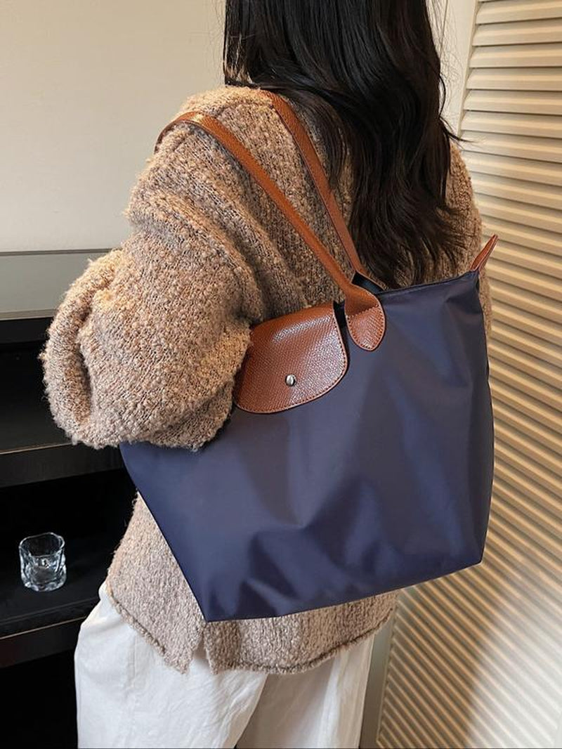 Women'S Foldable Handbag, Waterproof Nylon Top Handle Design, Perfect for Work School Travel Casual Shopping, Durable Fashion Accessory