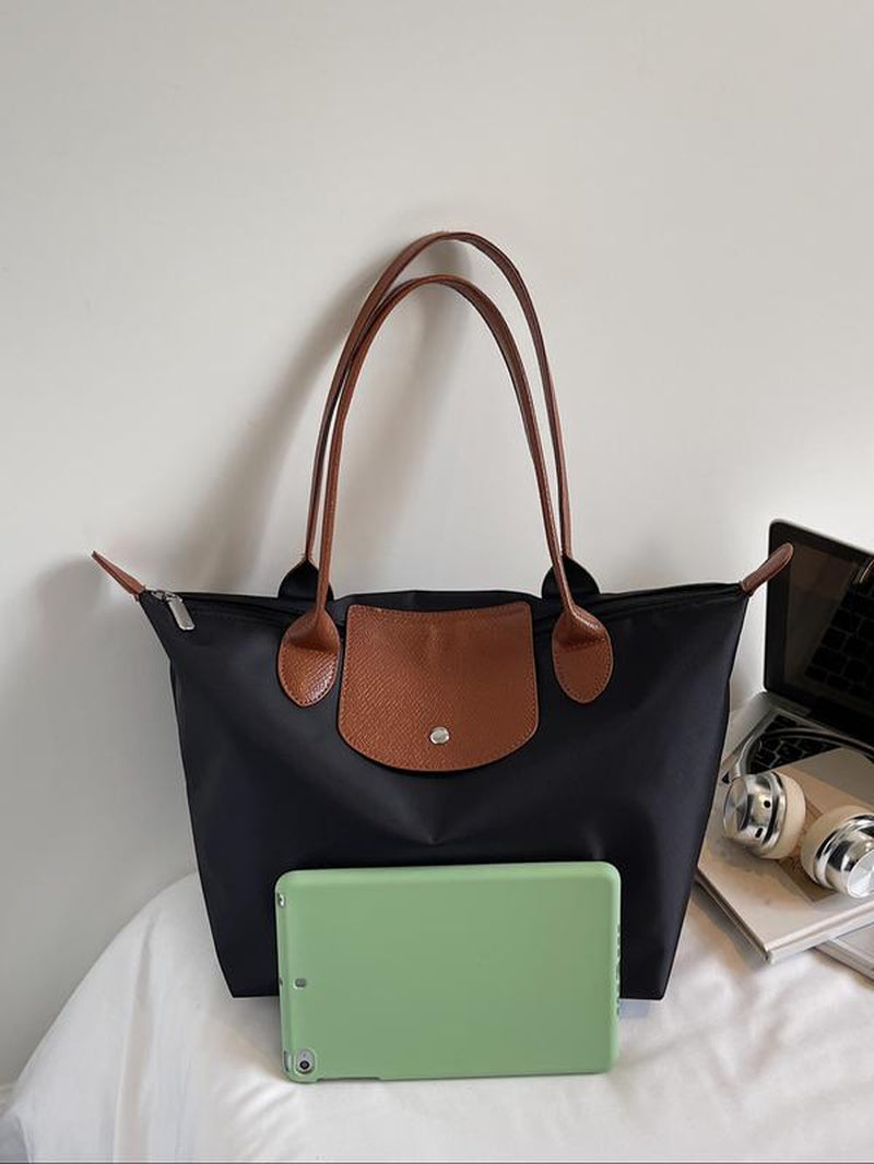 Women'S Foldable Handbag, Waterproof Nylon Top Handle Design, Perfect for Work School Travel Casual Shopping, Durable Fashion Accessory