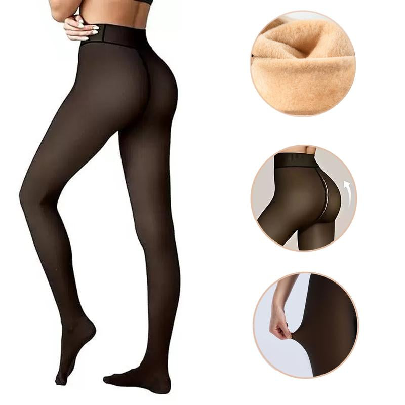 Legging Warm Winter Women'S Fleece Lined Tights Sheer Fake Translucent Thermal High Waist Pantyhose Tights Leggings