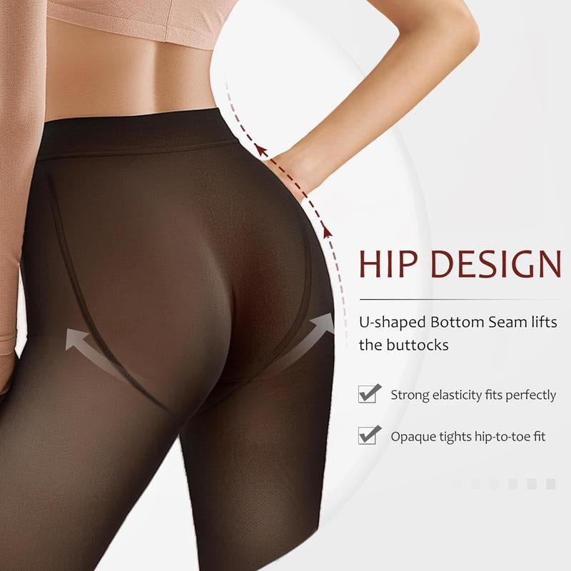 Legging Warm Winter Women'S Fleece Lined Tights Sheer Fake Translucent Thermal High Waist Pantyhose Tights Leggings