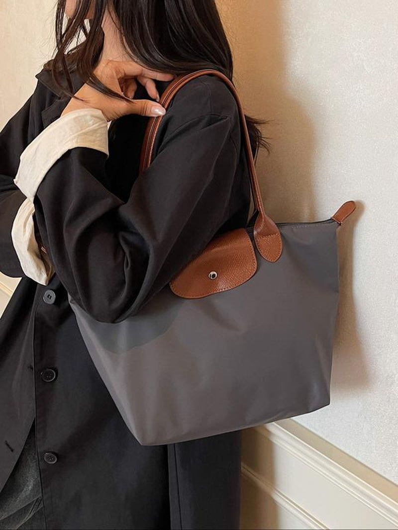 Women'S Foldable Handbag, Waterproof Nylon Top Handle Design, Perfect for Work School Travel Casual Shopping, Durable Fashion Accessory