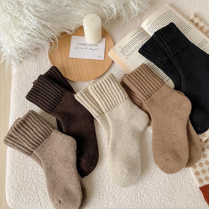 5-Pair Women'S Mid-Calf Socks, Warm & Comfy, Casual Must-Have for Fall Winter Daily Wear