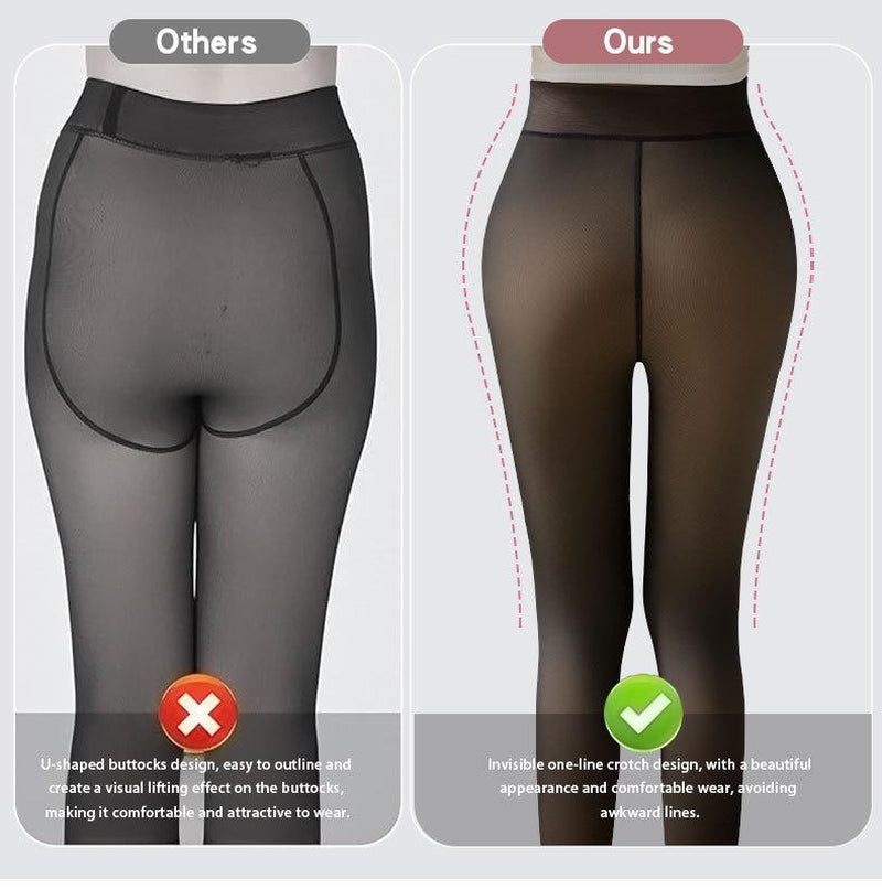 Legging Warm Winter Women'S Fleece Lined Tights Sheer Fake Translucent Thermal High Waist Pantyhose Tights Leggings