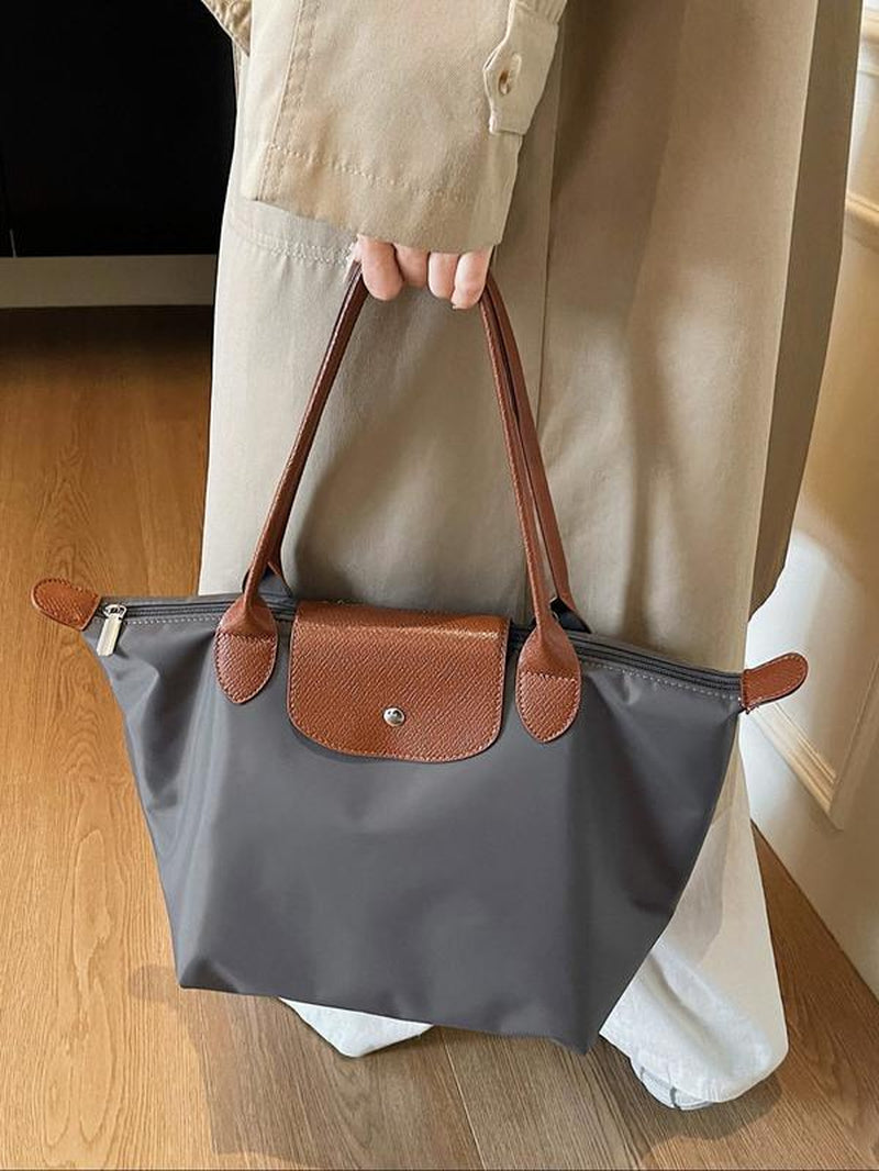 Women'S Foldable Handbag, Waterproof Nylon Top Handle Design, Perfect for Work School Travel Casual Shopping, Durable Fashion Accessory