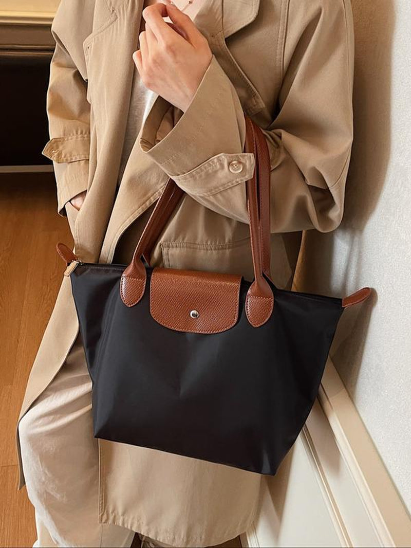 Women'S Foldable Handbag, Waterproof Nylon Top Handle Design, Perfect for Work School Travel Casual Shopping, Durable Fashion Accessory