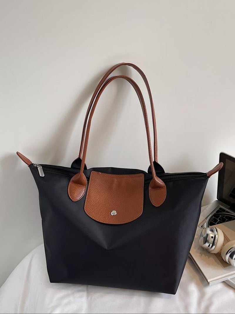 Women'S Foldable Handbag, Waterproof Nylon Top Handle Design, Perfect for Work School Travel Casual Shopping, Durable Fashion Accessory