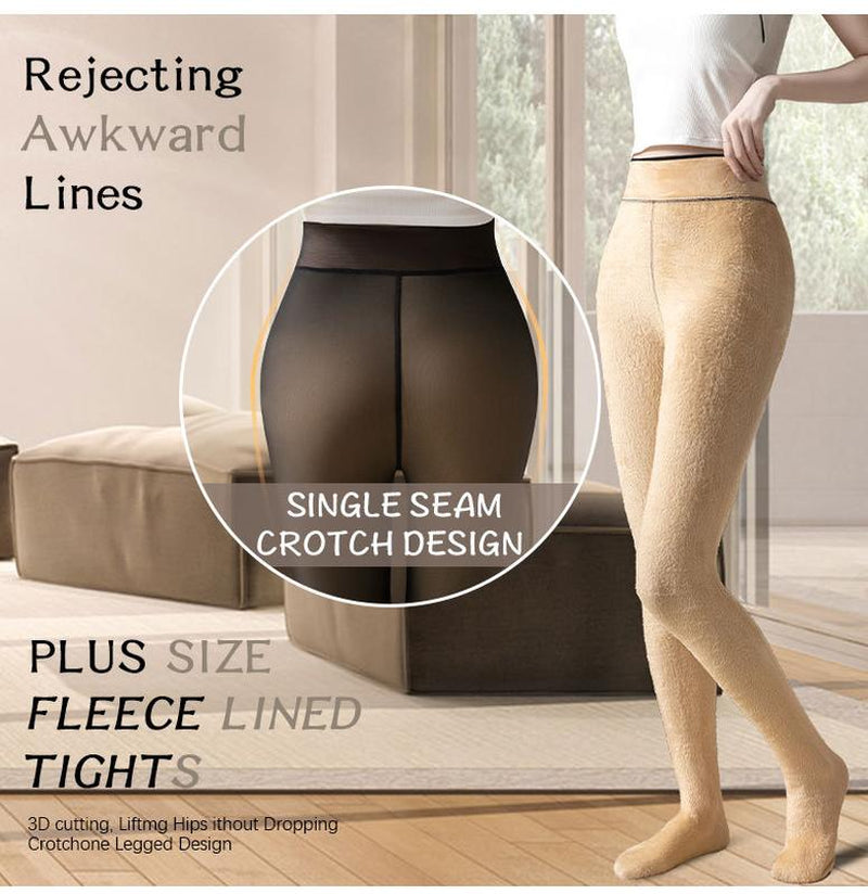 Legging Warm Winter Women'S Fleece Lined Tights Sheer Fake Translucent Thermal High Waist Pantyhose Tights Leggings