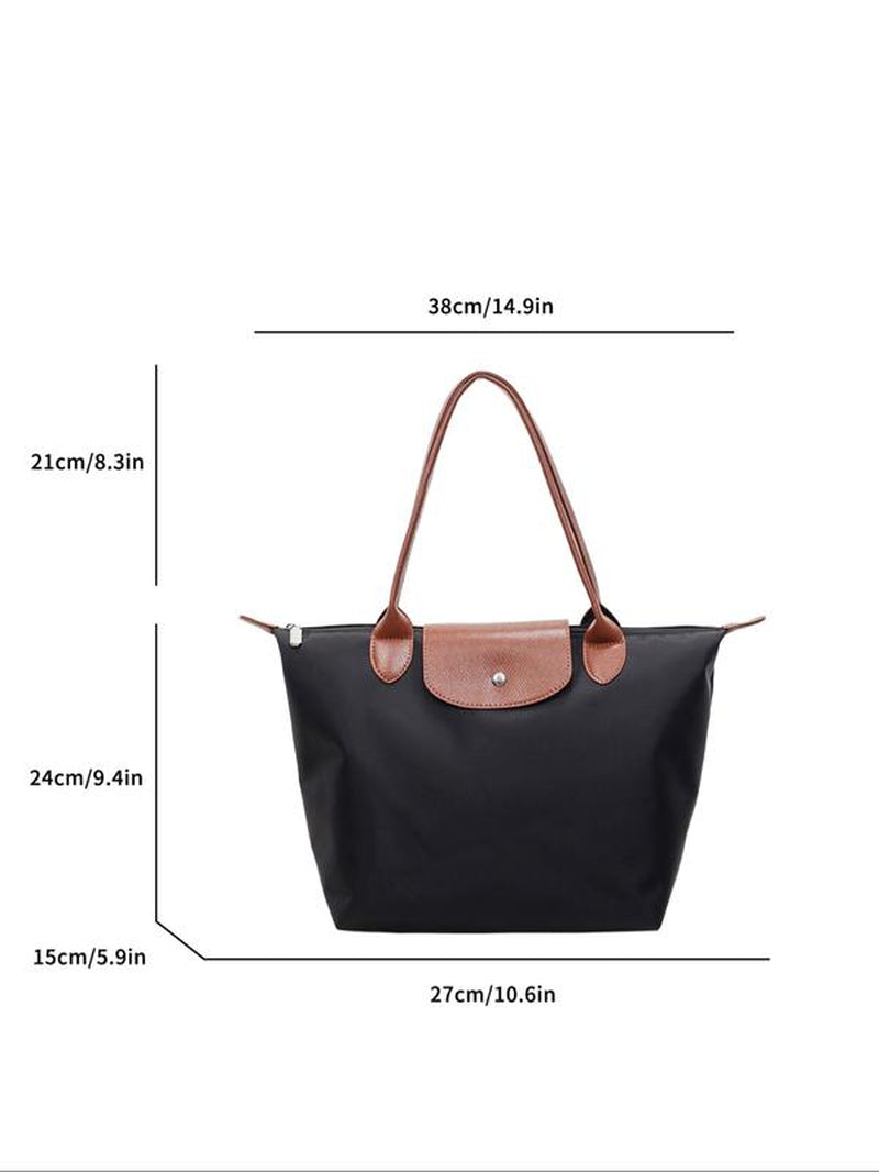Women'S Foldable Handbag, Waterproof Nylon Top Handle Design, Perfect for Work School Travel Casual Shopping, Durable Fashion Accessory