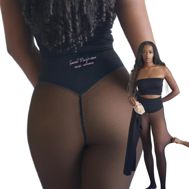 NEW COMPRESSION BAND & ONE SEAM OPTION! the ORIGINAL MAGIC FLEECE LINED LEGGINGS - XXS to 3XL - 4 SHADES - CLOSED FOOT - Fleece Tights Available in plus Size and Light to Brown Fur